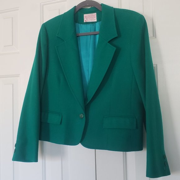 Pendleton 100% Wool Kelly Green Blazer - Size 12P - Picture 3 of 9